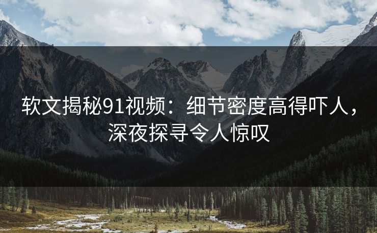 软文揭秘91视频：细节密度高得吓人，深夜探寻令人惊叹