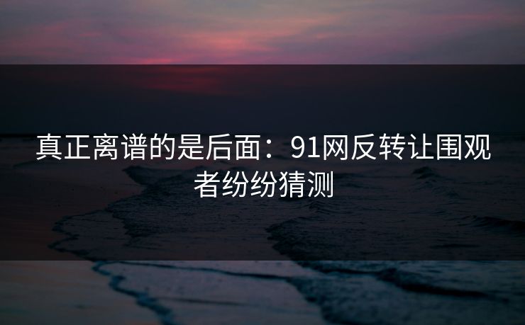 真正离谱的是后面：91网反转让围观者纷纷猜测