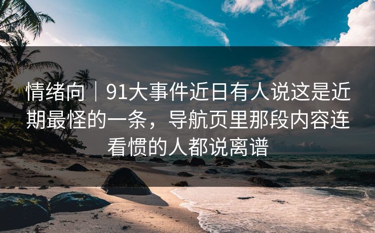 情绪向｜91大事件近日有人说这是近期最怪的一条，导航页里那段内容连看惯的人都说离谱