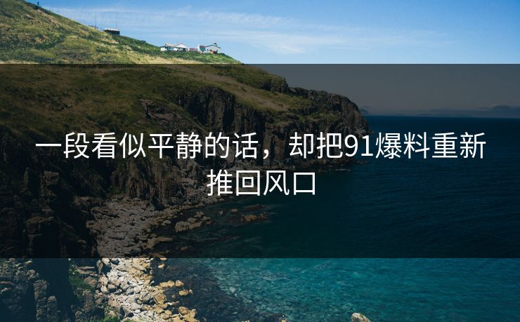 一段看似平静的话，却把91爆料重新推回风口
