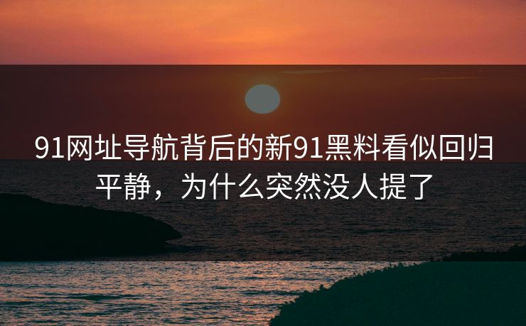 91网址导航背后的新91黑料看似回归平静，为什么突然没人提了