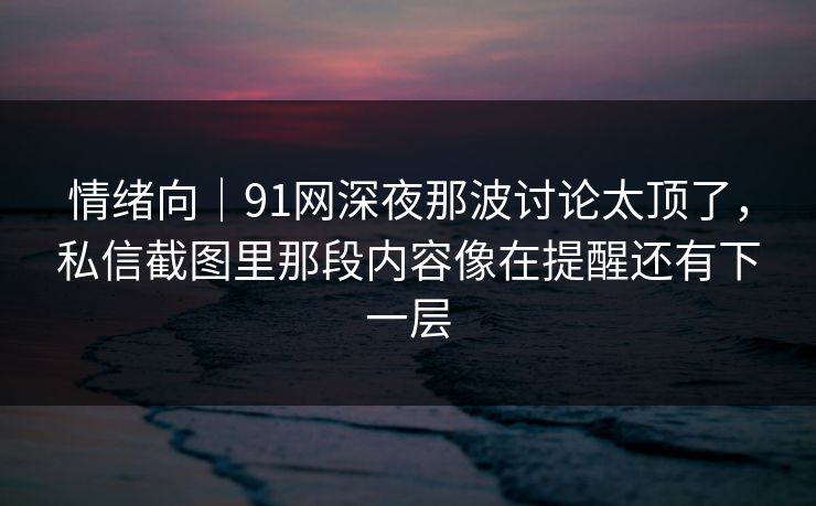 情绪向｜91网深夜那波讨论太顶了，私信截图里那段内容像在提醒还有下一层