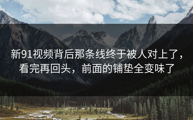 新91视频背后那条线终于被人对上了，看完再回头，前面的铺垫全变味了