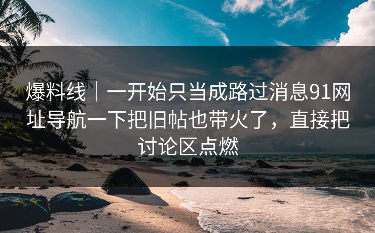 爆料线｜一开始只当成路过消息91网址导航一下把旧帖也带火了，直接把讨论区点燃