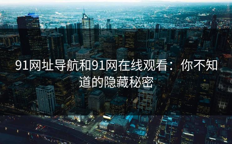 91网址导航和91网在线观看:你不知道的隐藏秘密