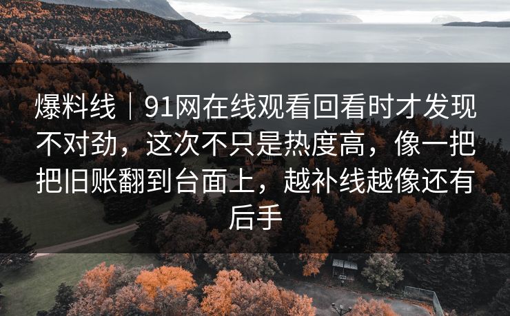 详细阅读:爆料线|91网在线观看回看时才发现不对劲,这次不只是热度高,像一把把旧账翻到台面上,越补线越像还有后手 爆料线|91网在线观看回看时才发现不对劲,这次不只是热度高,像一把把旧账翻到台面上,越补线越像还有后手