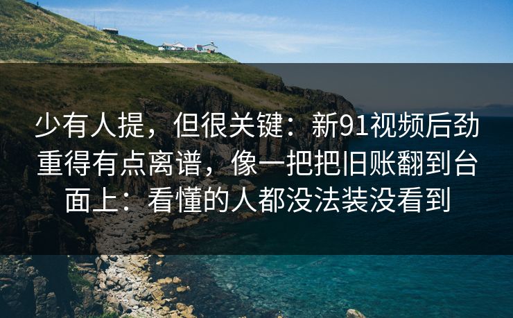 少有人提，但很关键：新91视频后劲重得有点离谱，像一把把旧账翻到台面上：看懂的人都没法装没看到